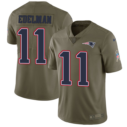 Nike Patriots #11 Julian Edelman Olive Men's Stitched NFL Limited Salute To Service Jersey
